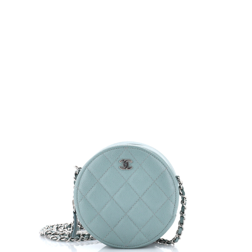 Chanel Mini Round Clutch with Chain Quilted Caviar